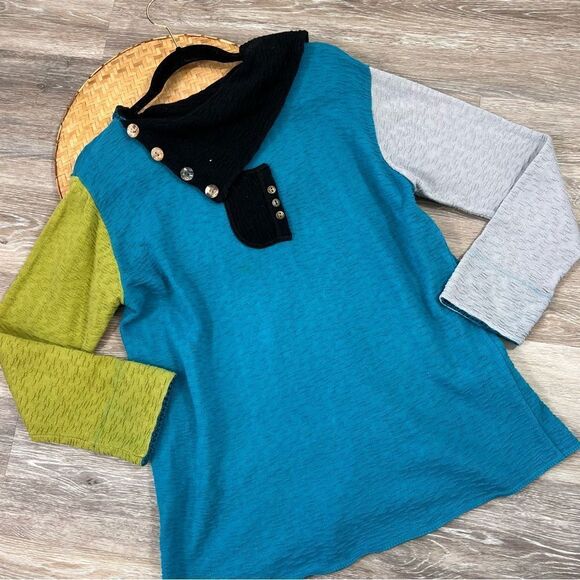 Margaret winters lagenlook art to wear colorblock sweater Women’s Size M - Picture 2 of 9